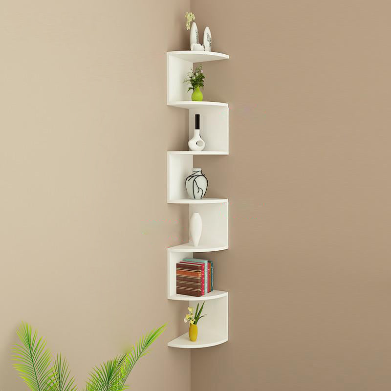 Contemporary Wall Mounted Bookcase Engineered Wood Bookshelf