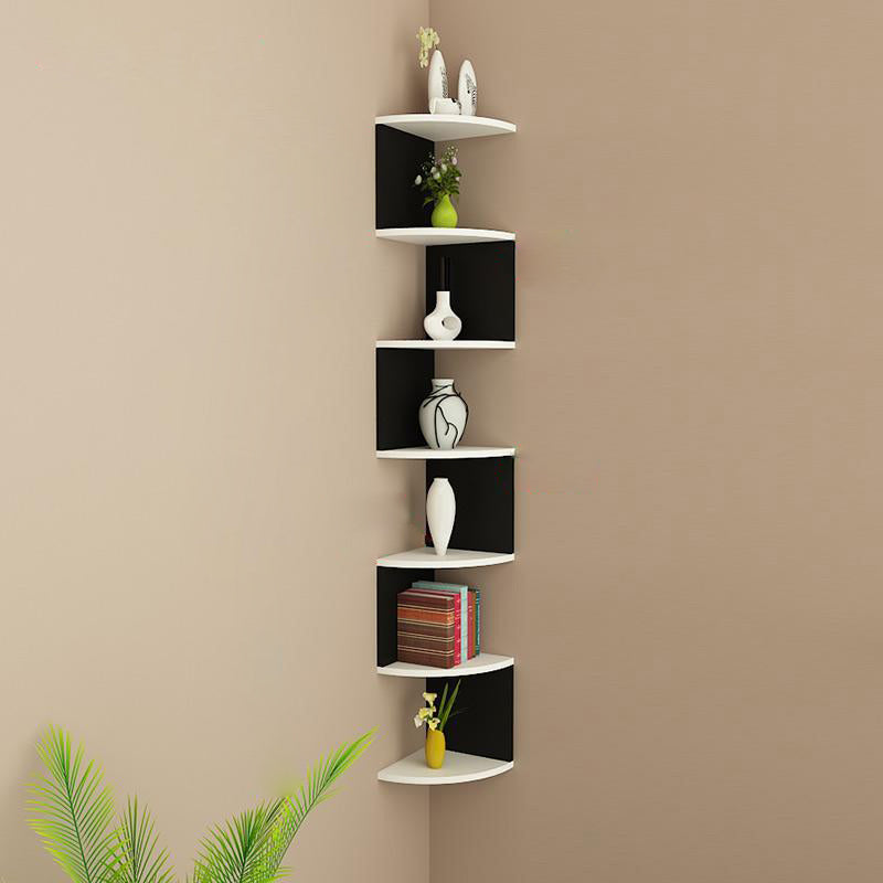 Contemporary Wall Mounted Bookcase Engineered Wood Bookshelf