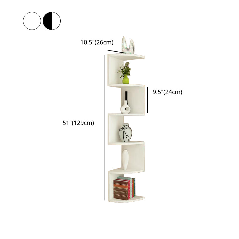 Contemporary Wall Mounted Bookcase Engineered Wood Bookshelf