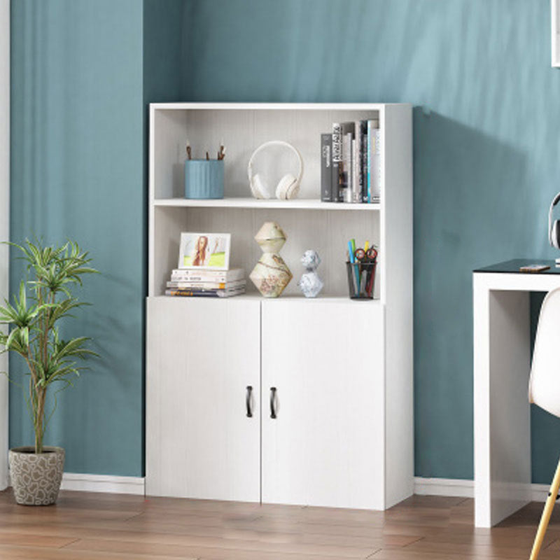 Pure White Shelf Bookcase Modern & Contemporary Bookshelf with Doors for Office