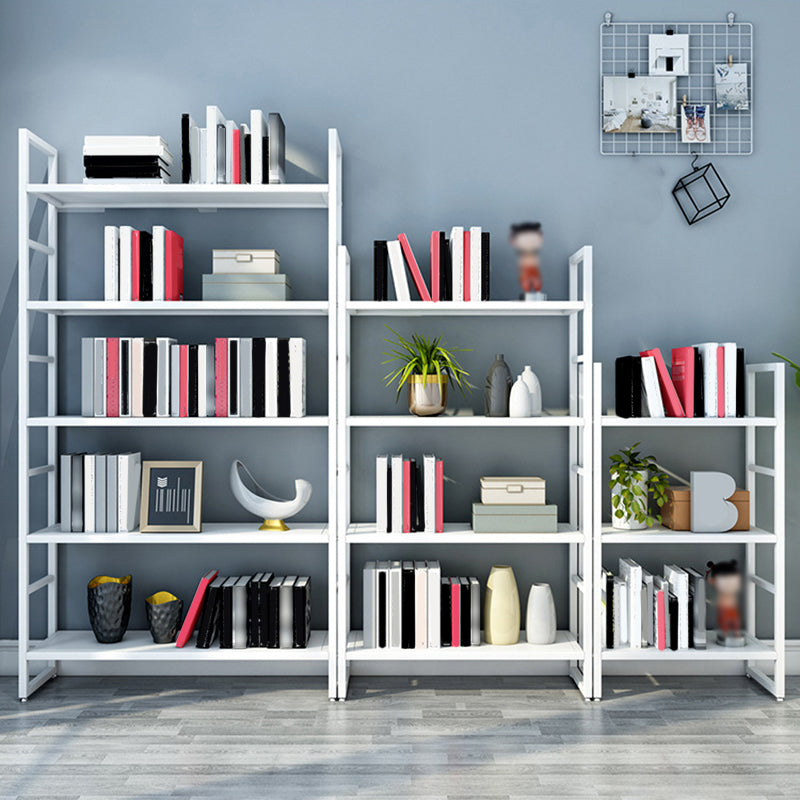 3/4/5-Shelf Iron Etagere Bookshelf Black and White Vertical Bookcase for Living Room