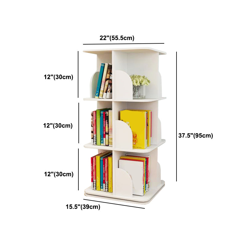 White Closed Back Bookshelf Manufactured Wood Bookcase for Living Room