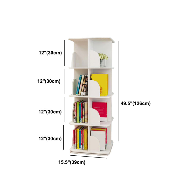White Closed Back Bookshelf Manufactured Wood Bookcase for Living Room