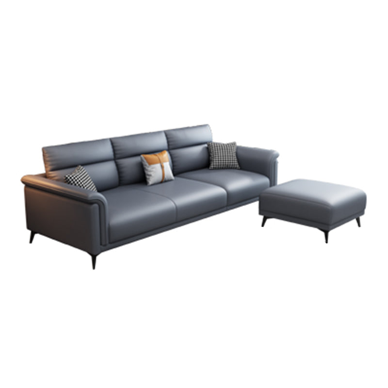 Dark Gray Faux Leather Sofa Stain-Resistant Pillow Top Arm Sectional