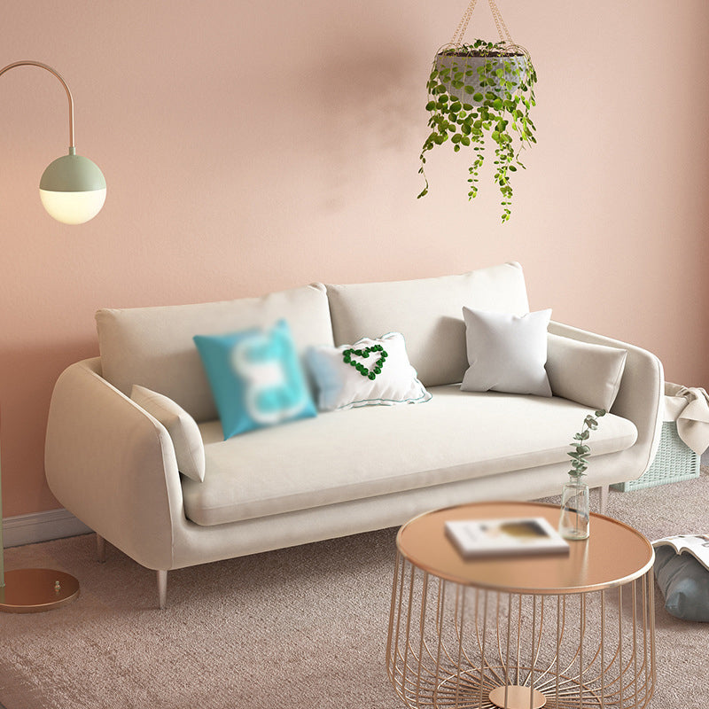 Scandinavian Square Arm Settee Velvet Cushion Back Sofa with Metal Legs