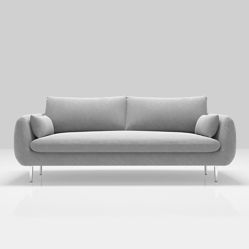 Scandinavian Square Arm Settee Velvet Cushion Back Sofa with Metal Legs