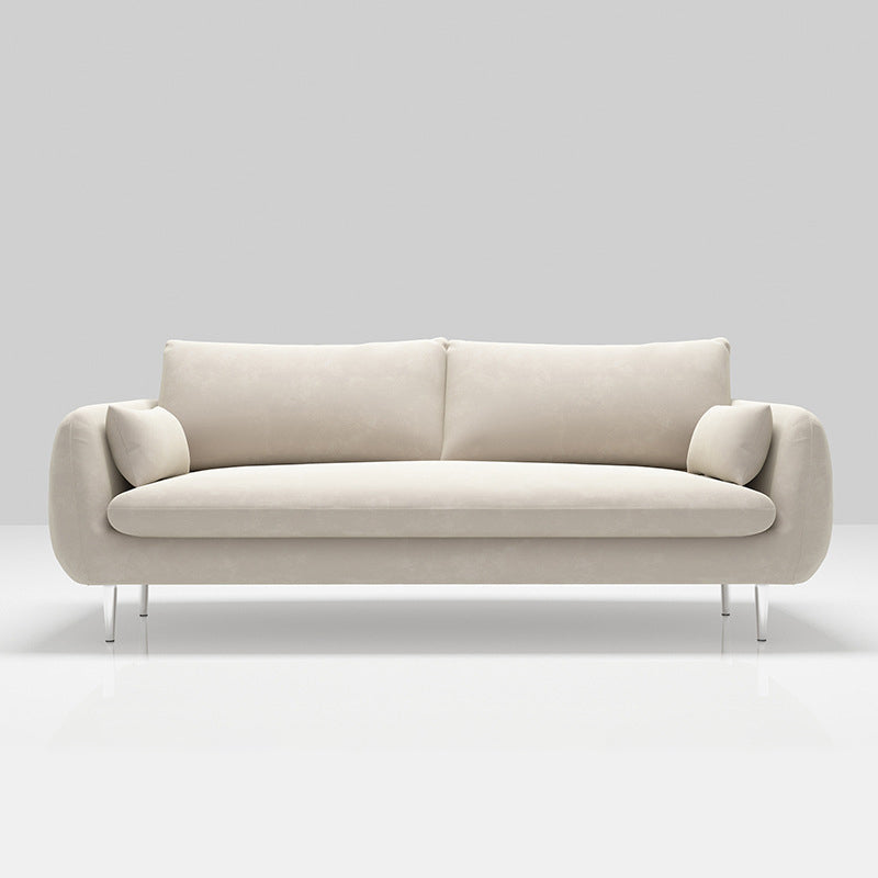 Scandinavian Square Arm Settee Velvet Cushion Back Sofa with Metal Legs