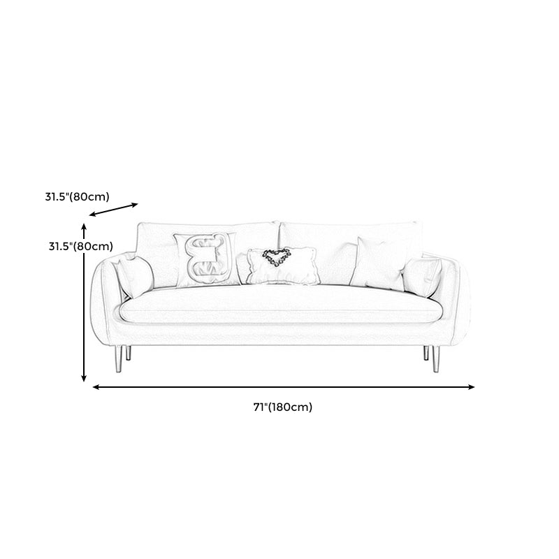 Scandinavian Square Arm Settee Velvet Cushion Back Sofa with Metal Legs
