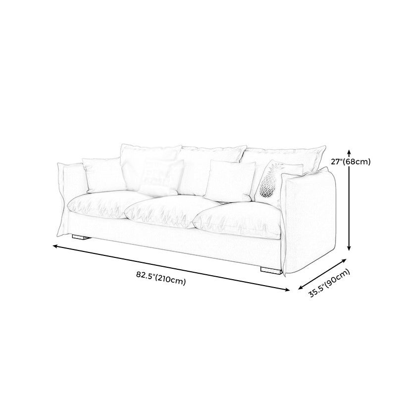 Nordic Square Arm Standard Sofa Beige Pillow Back Couch for Living Room
