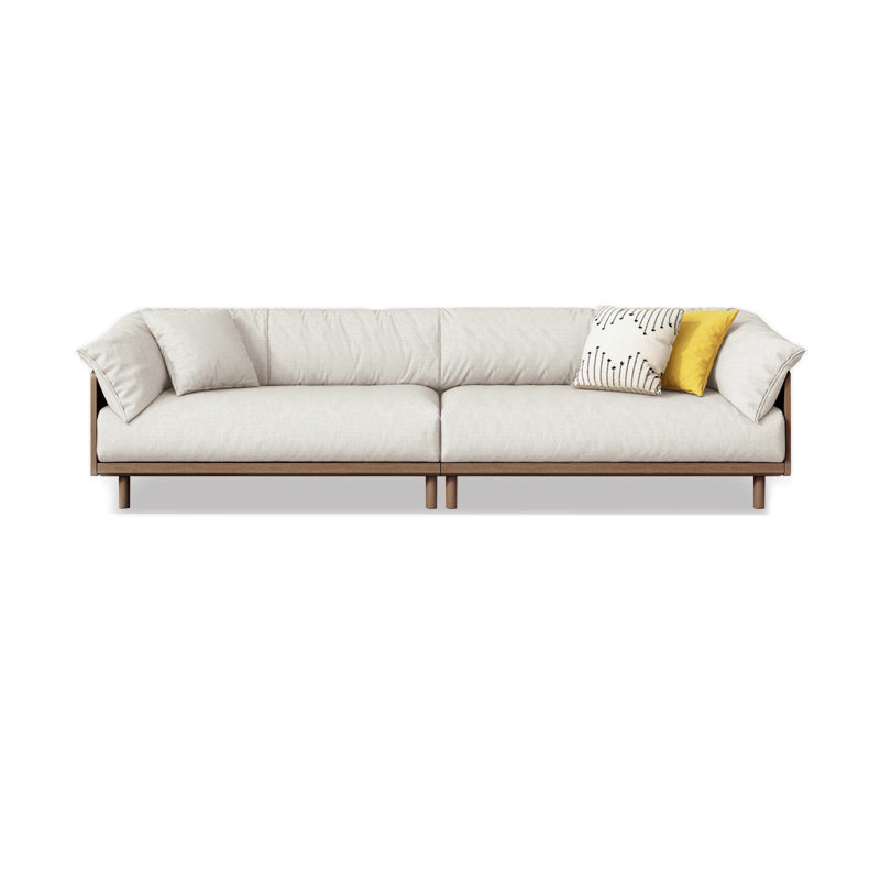 Scandinavian Tuxedo Arm Settee Cotton Blend Standard Sofa with Wooden Legs