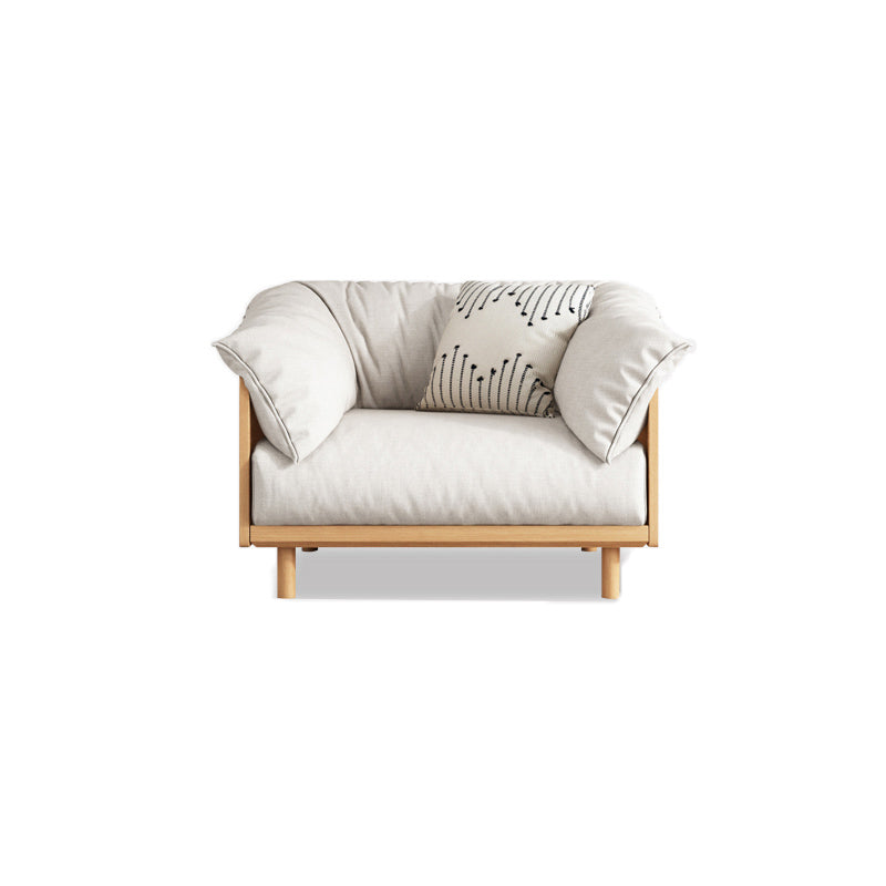 Scandinavian Tuxedo Arm Settee Cotton Blend Standard Sofa with Wooden Legs