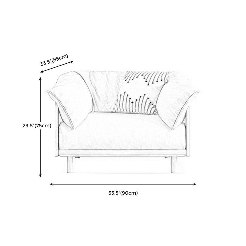 Scandinavian Tuxedo Arm Settee Cotton Blend Standard Sofa with Wooden Legs