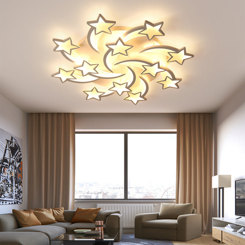 Metal Star Close to Ceiling Lighting Nordic Style LED White Ceiling Lamp