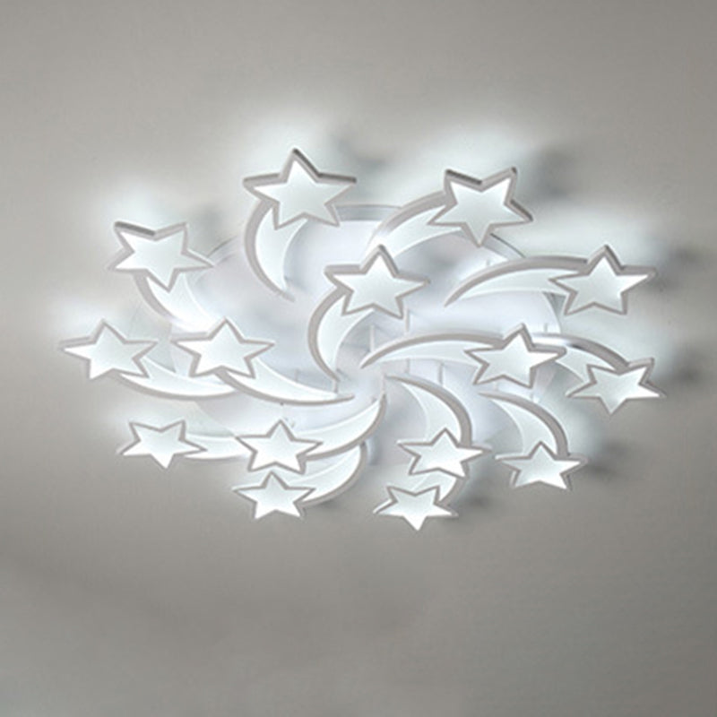 Metal Star Close to Ceiling Lighting Nordic Style LED White Ceiling Lamp