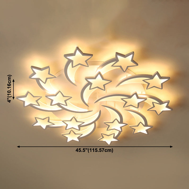 Metal Star Close to Ceiling Lighting Nordic Style LED White Ceiling Lamp