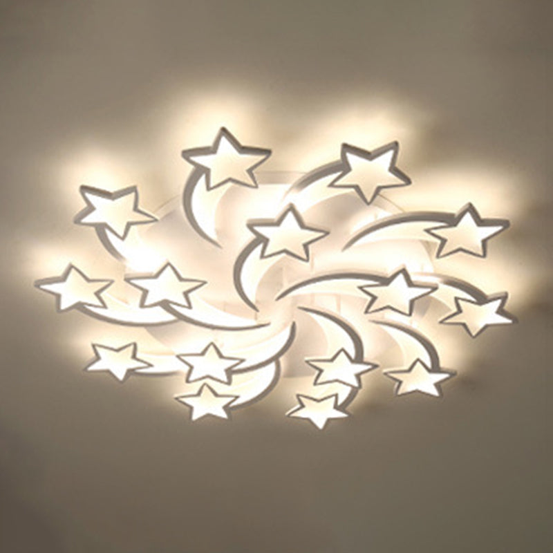 Metal Star Close to Ceiling Lighting Nordic Style LED White Ceiling Lamp