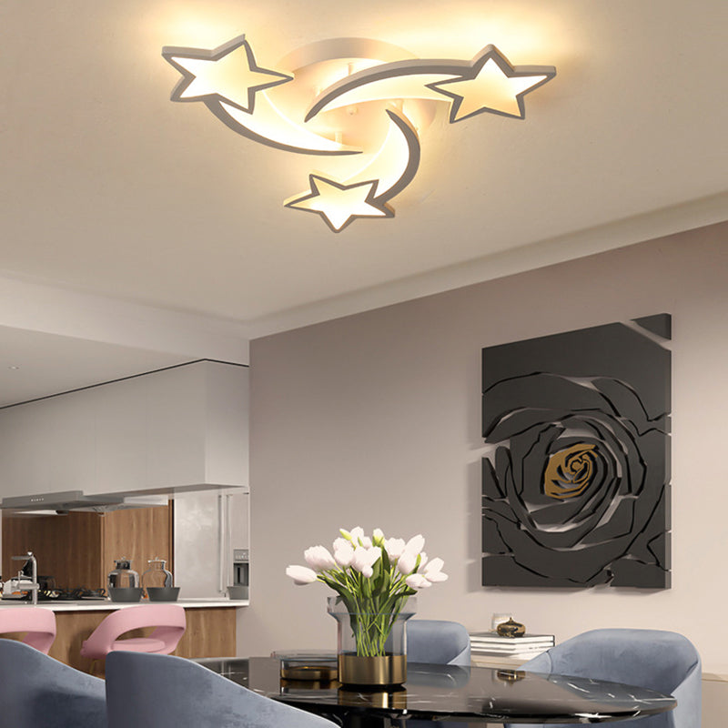 Metal Star Close to Ceiling Lighting Nordic Style LED White Ceiling Lamp