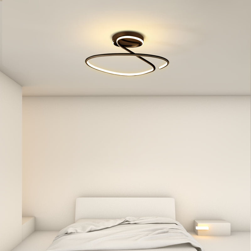 Minimalist Circular Ceiling Flush Mount Aluminum LED Bedroom Semi Flush Light