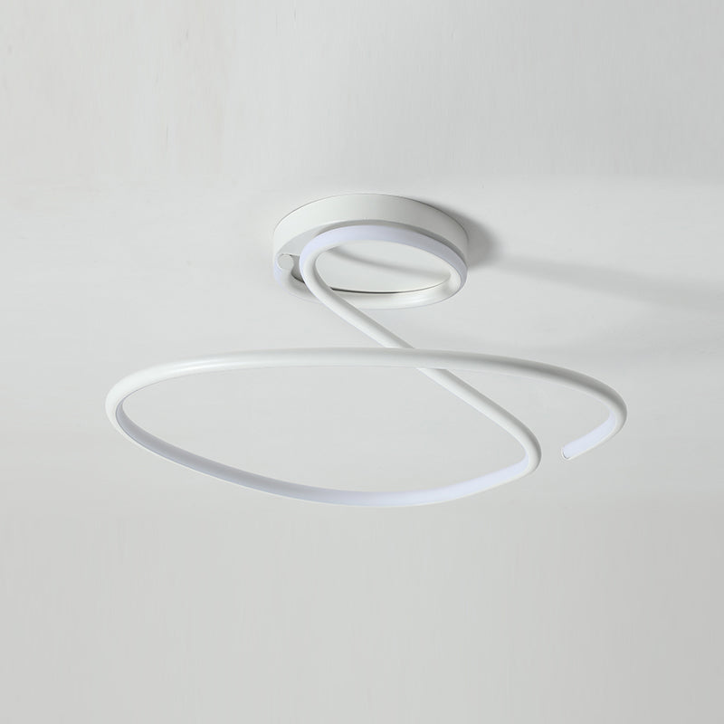 Minimalist Circular Ceiling Flush Mount Aluminum LED Bedroom Semi Flush Light