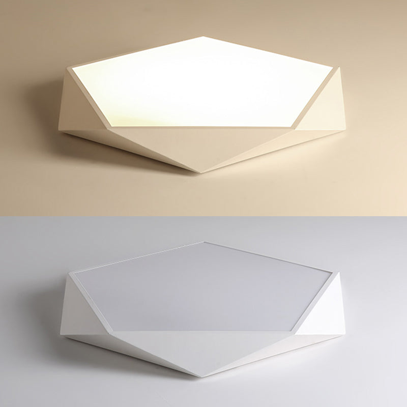 Pentagon Shape LED Ceiling Lamp Modern Macaroon Iron 1 Light Flush Mount for Bedroom