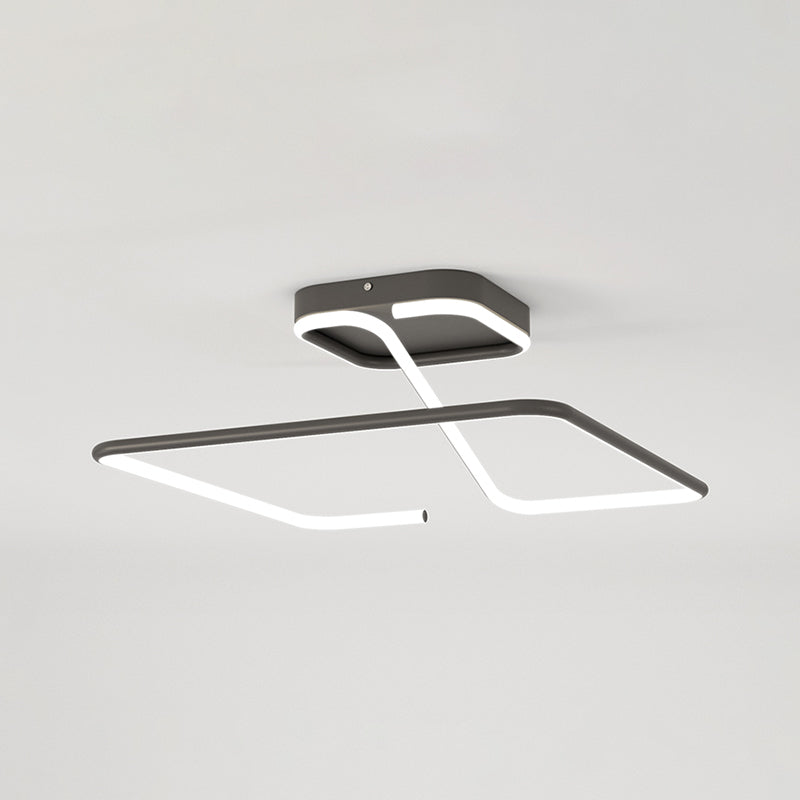 Line Shape LED Ceiling Lamp Modern Iron 1 Light Flush Mount for Study Bedroom