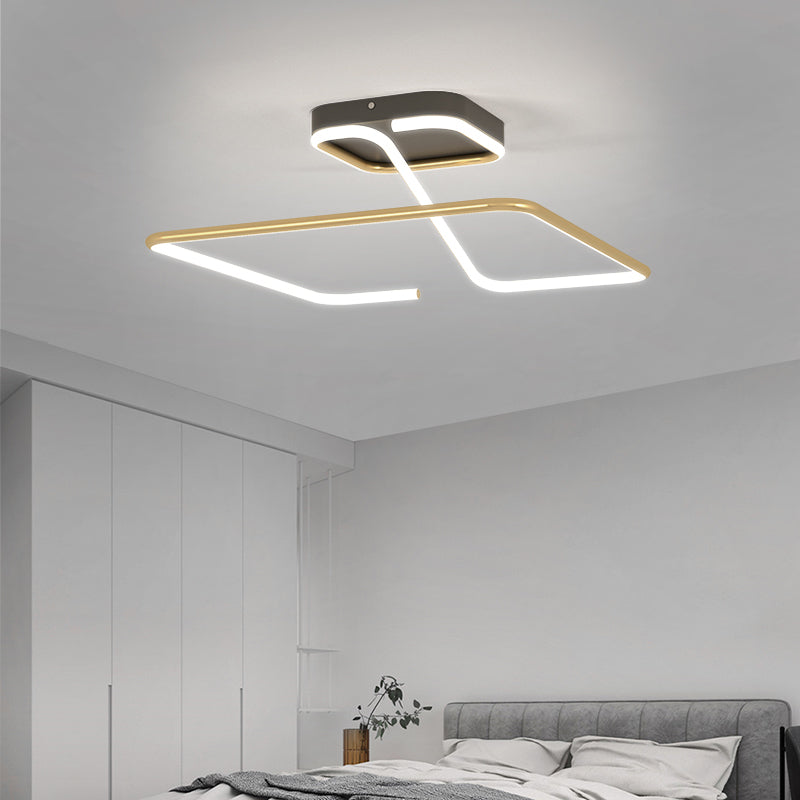 Line Shape LED Ceiling Lamp Modern Iron 1 Light Flush Mount for Study Bedroom