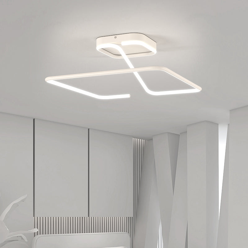 Line Shape LED Ceiling Lamp Modern Iron 1 Light Flush Mount for Study Bedroom