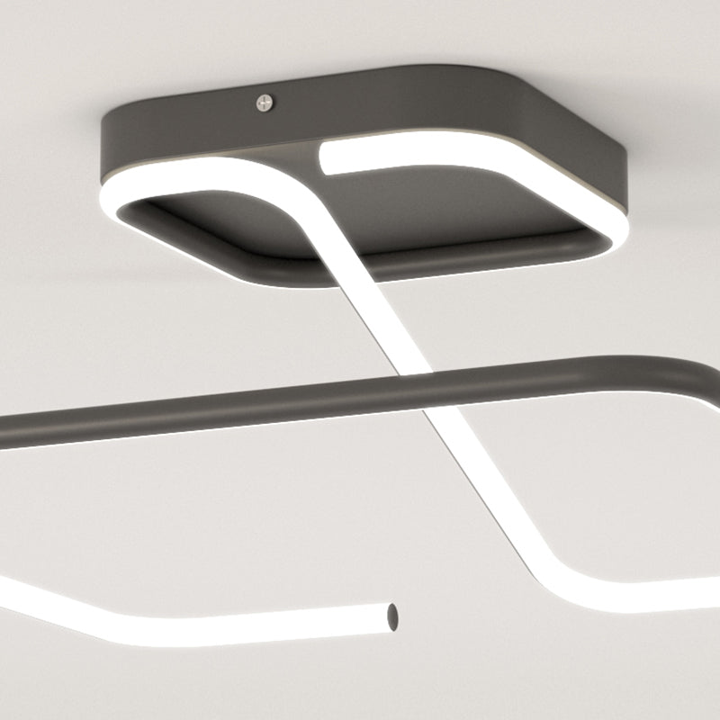 Line Shape LED Ceiling Lamp Modern Iron 1 Light Flush Mount for Study Bedroom