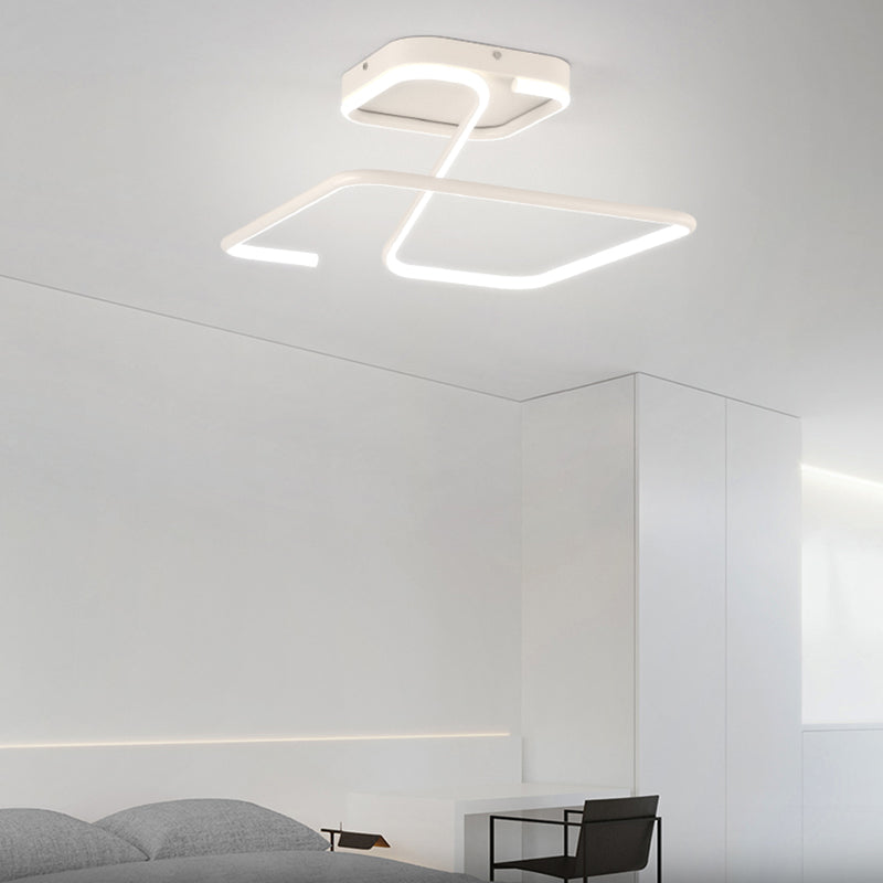 Line Shape LED Ceiling Lamp Modern Iron 1 Light Flush Mount for Study Bedroom