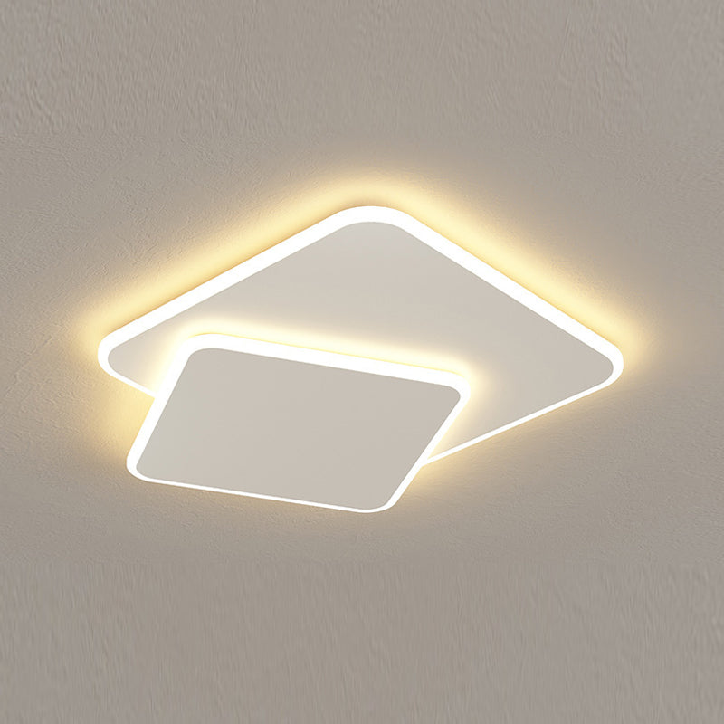 Metal Geometric Ceiling Mount Light Fixture Modern LED Ceiling Light in White