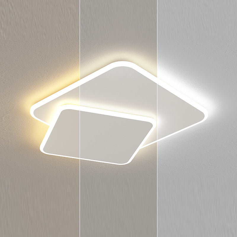 Metal Geometric Ceiling Mount Light Fixture Modern LED Ceiling Light in White