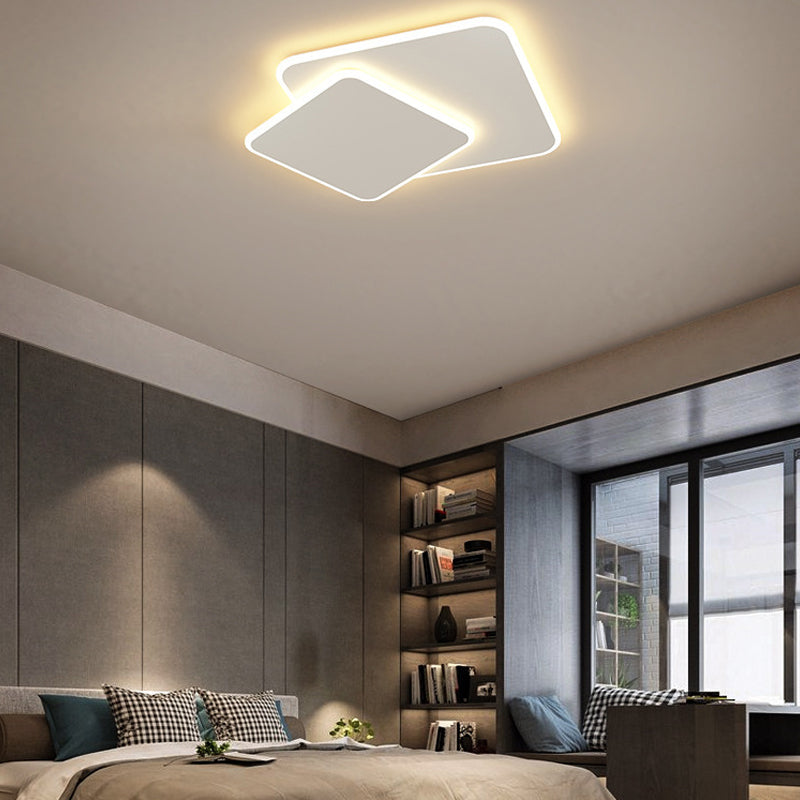 Metal Geometric Ceiling Mount Light Fixture Modern LED Ceiling Light in White