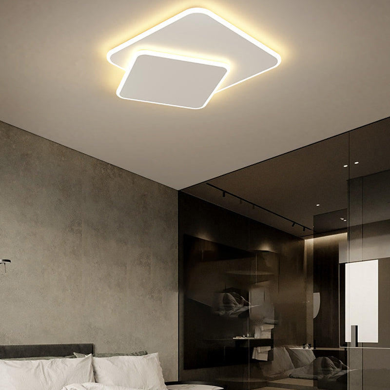 Metal Geometric Ceiling Mount Light Fixture Modern LED Ceiling Light in White