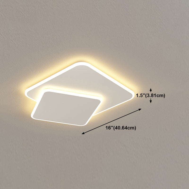 Metal Geometric Ceiling Mount Light Fixture Modern LED Ceiling Light in White