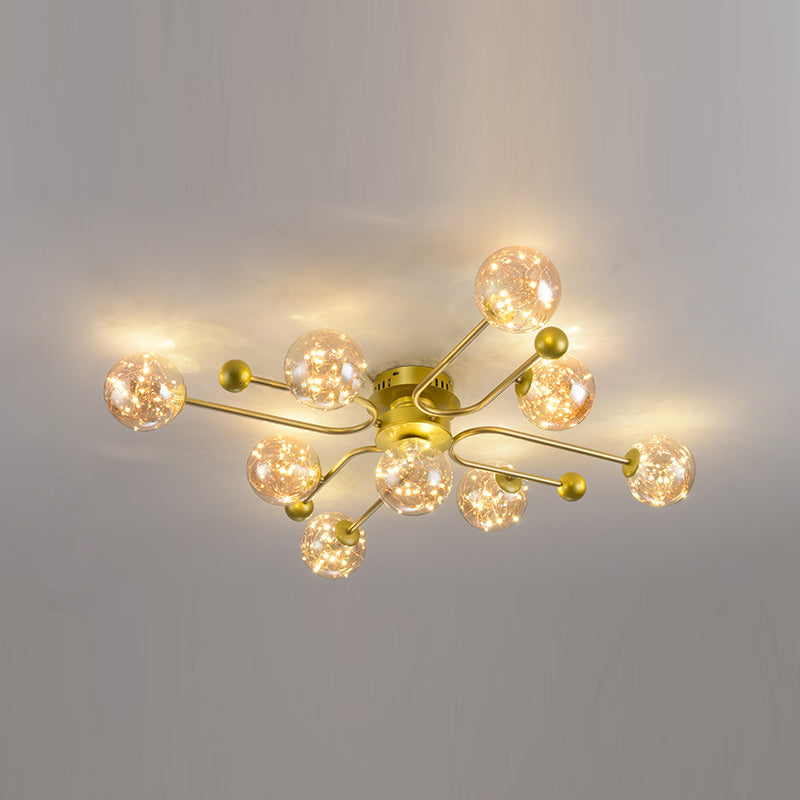 Modern Ball Semi Flush Ceiling Light Glass Living Room LED Ceiling Light