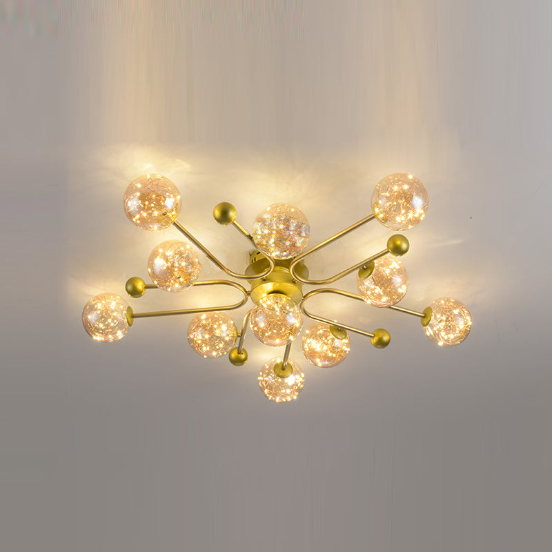 Modern Ball Semi Flush Ceiling Light Glass Living Room LED Ceiling Light
