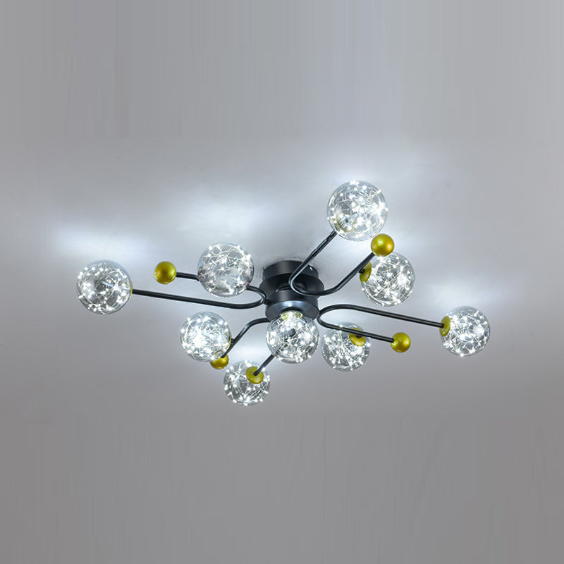 Modern Ball Semi Flush Ceiling Light Glass Living Room LED Ceiling Light