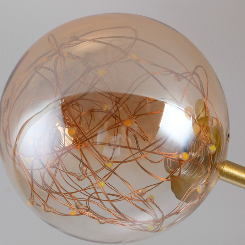 Modern Ball Semi Flush Ceiling Light Glass Living Room LED Ceiling Light