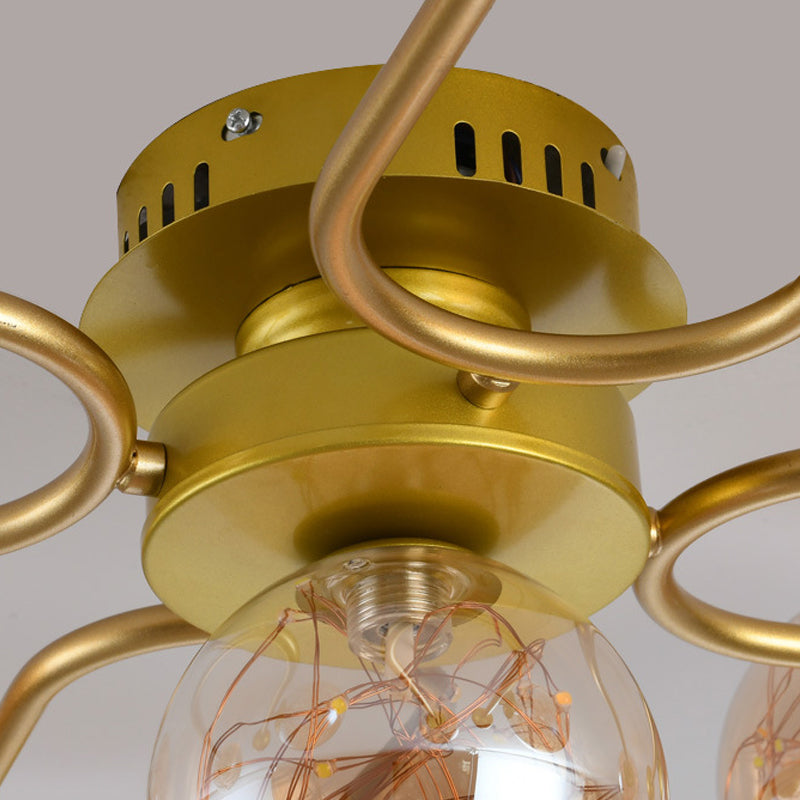 Modern Ball Semi Flush Ceiling Light Glass Living Room LED Ceiling Light