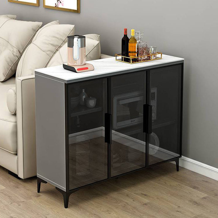 Wood Living Room Sideboard Cabinet Glam Server Cabinet with Storage and Glass Door