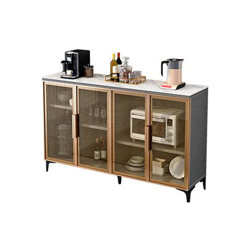 Wood Living Room Sideboard Cabinet Glam Server Cabinet with Storage and Glass Door