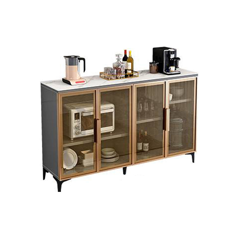 Wood Living Room Sideboard Cabinet Glam Server Cabinet with Storage and Glass Door