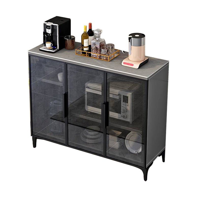 Wood Living Room Sideboard Cabinet Glam Server Cabinet with Storage and Glass Door