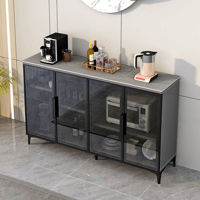 Wood Living Room Sideboard Cabinet Glam Server Cabinet with Storage and Glass Door