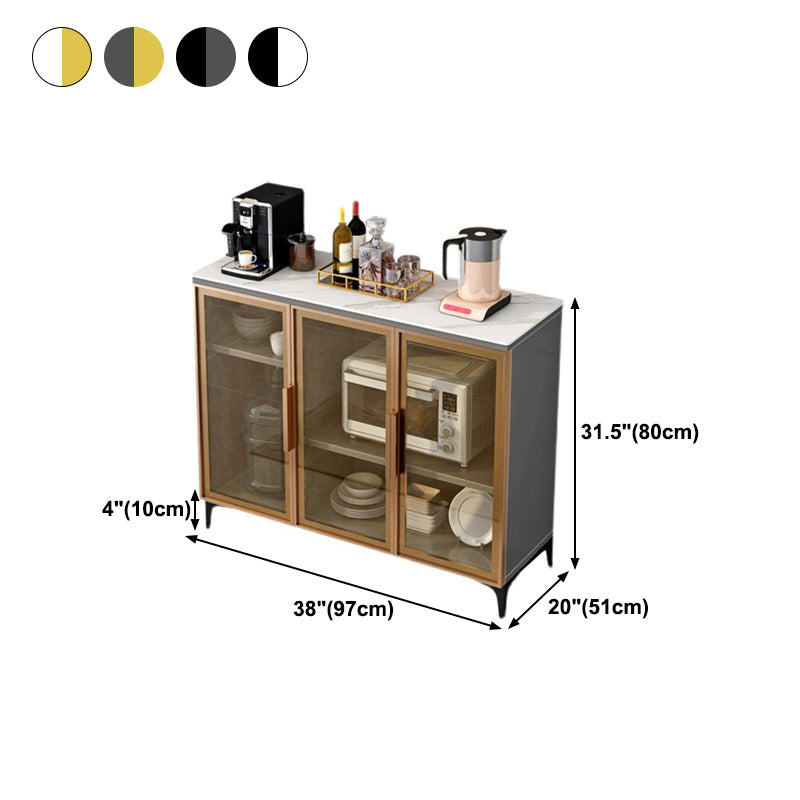 Wood Living Room Sideboard Cabinet Glam Server Cabinet with Storage and Glass Door