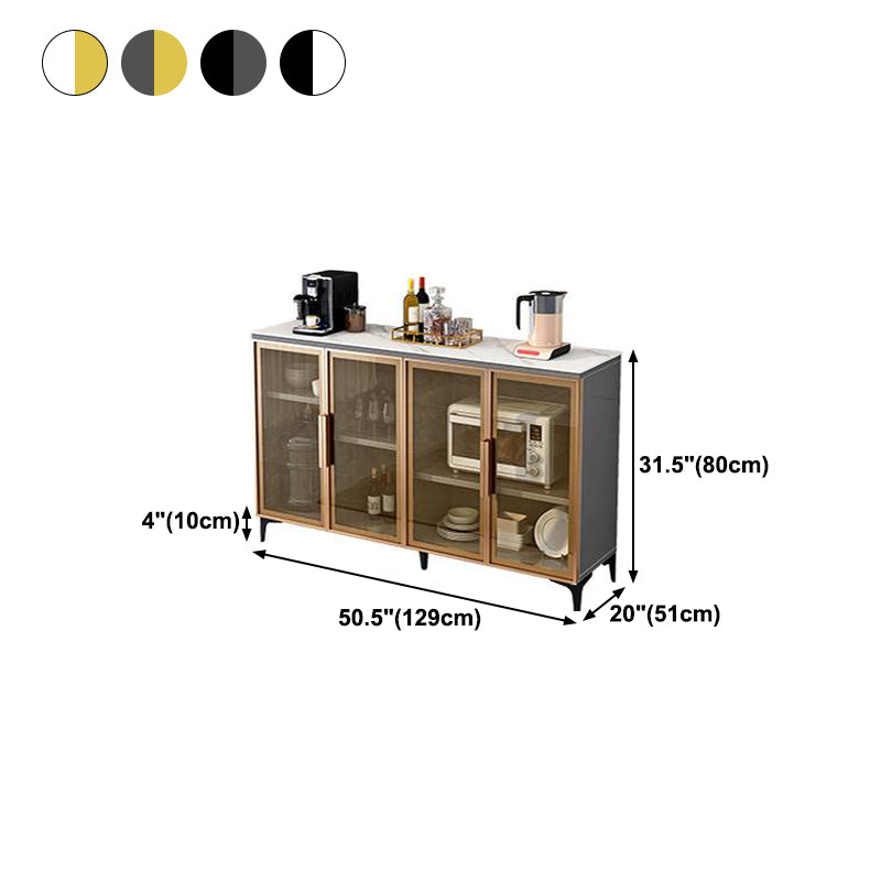 Wood Living Room Sideboard Cabinet Glam Server Cabinet with Storage and Glass Door