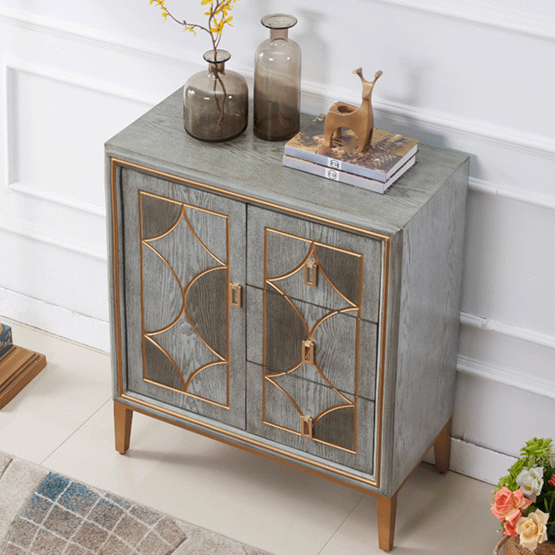 Glam Dining Server Wood and Metal Sideboard Cabinet with Drawers and Storage