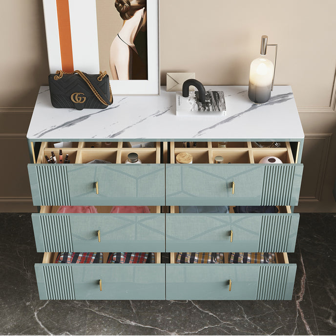 Modern Stone Countertop Credenza Engineered Wood Dining Buffet with Drawer for Living Room