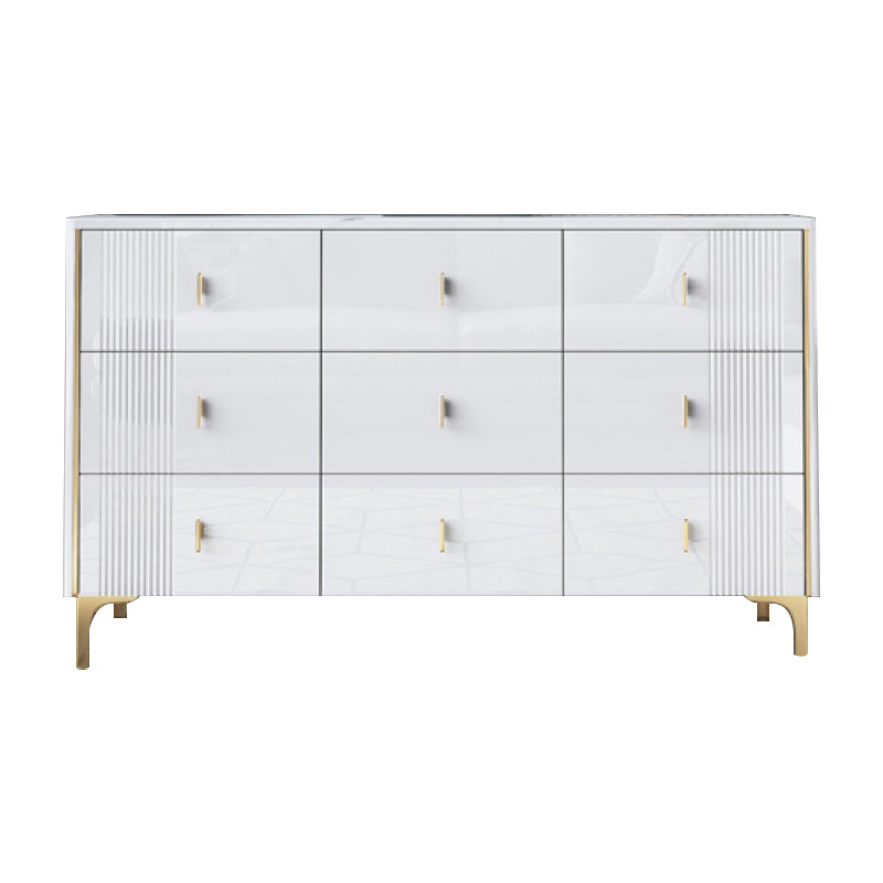 Modern Stone Countertop Credenza Engineered Wood Dining Buffet with Drawer for Living Room