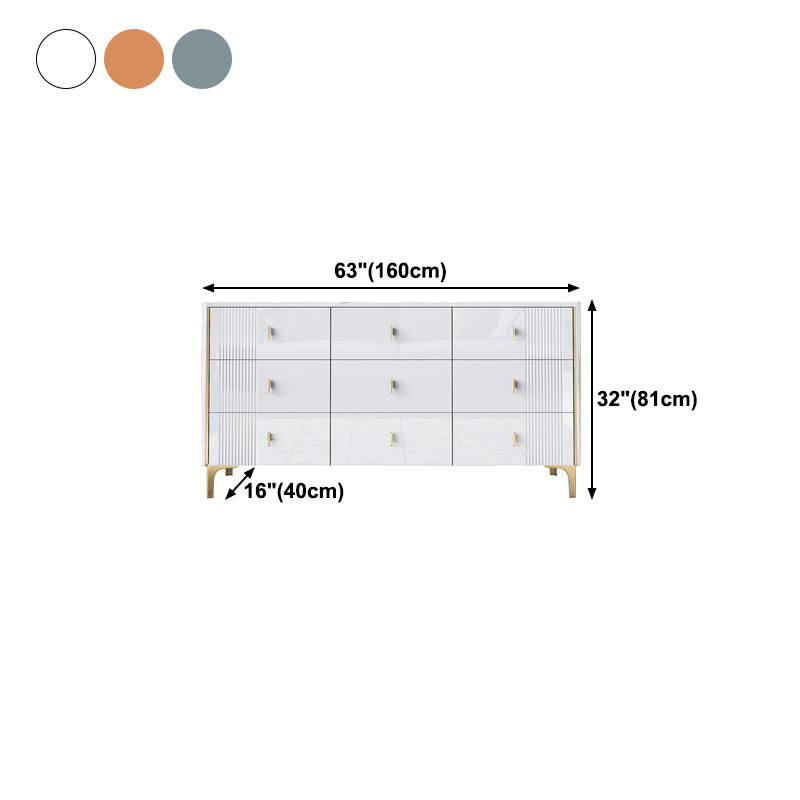 Modern Stone Countertop Credenza Engineered Wood Dining Buffet with Drawer for Living Room